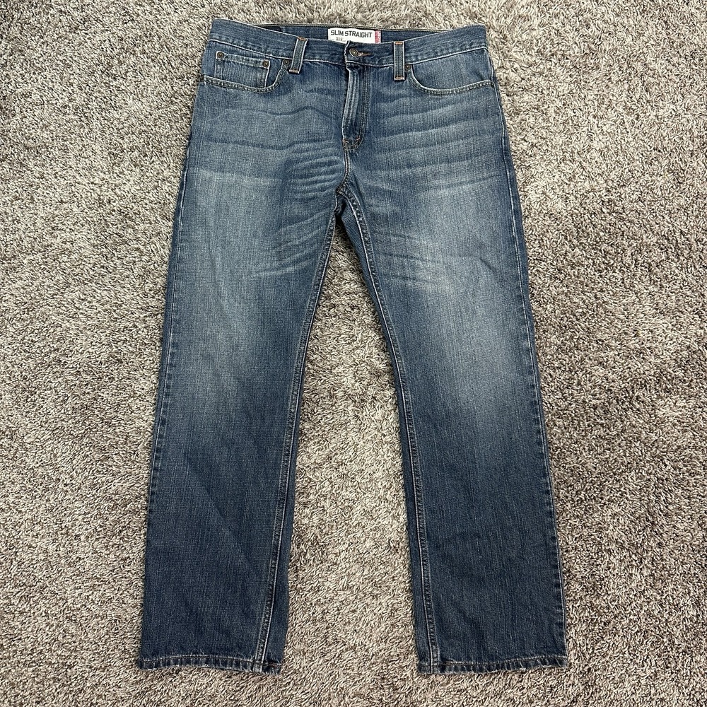 Levis 514 Slim Straight Y2K Mens Jeans 34x30 Medium Wash Blue Denim 100% Cotton